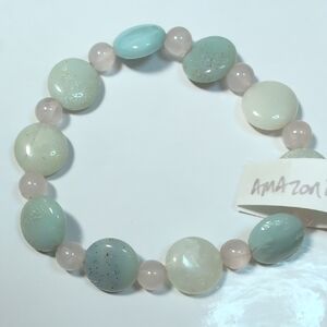 Amazonite And Rose Quartz Stretch Bracelet